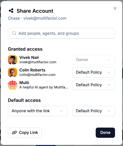 Sharing an account with an agent