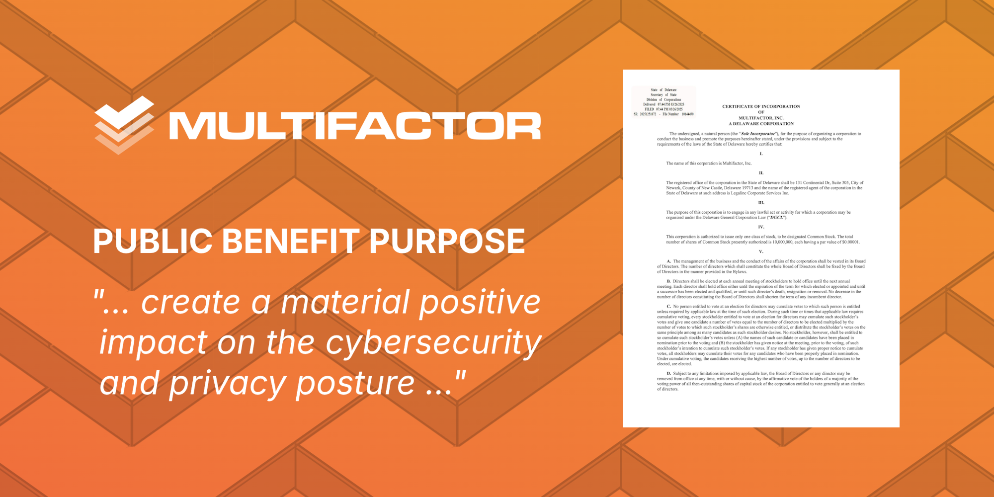 Why Multifactor is a Public Benefit Corporation